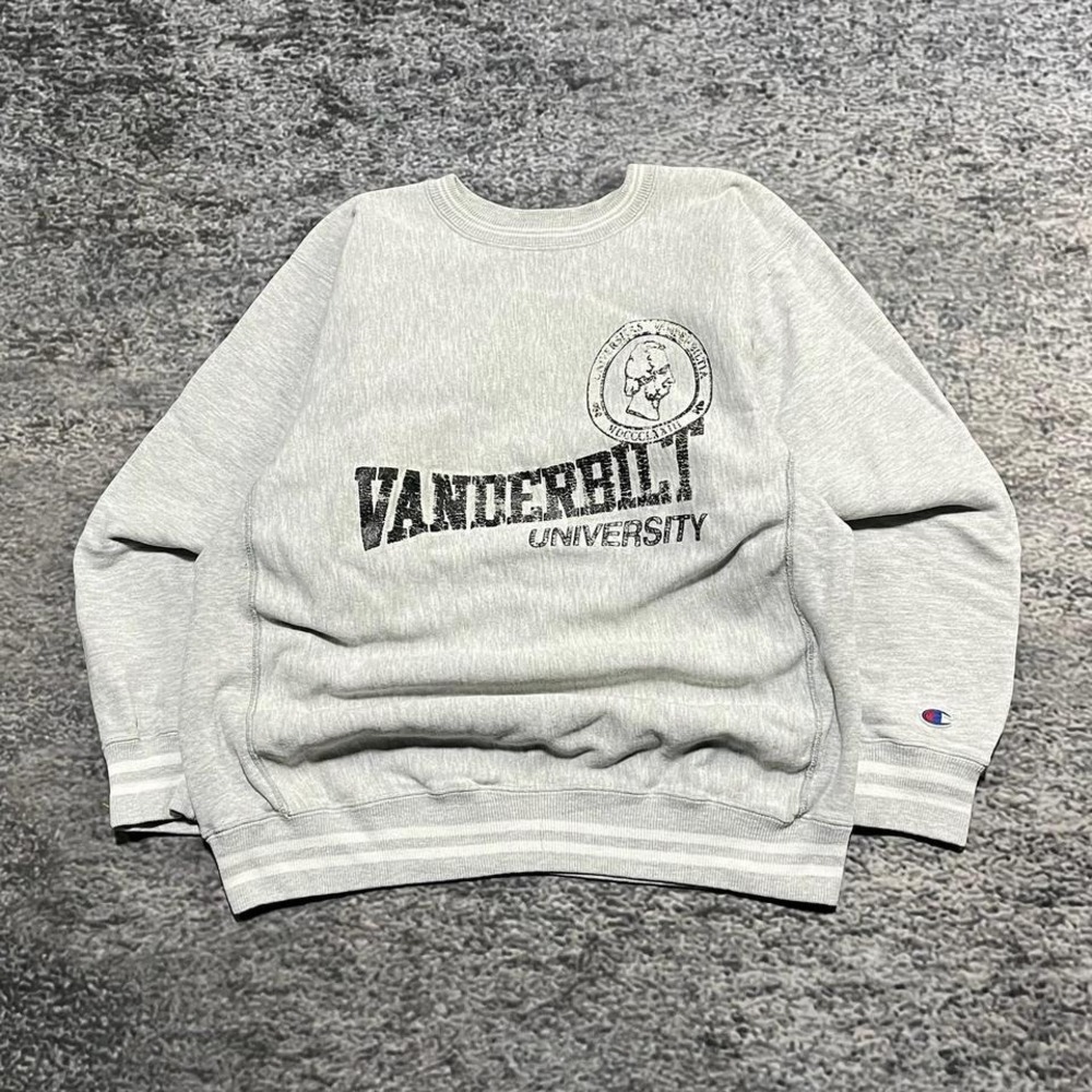 Vintage Vanderbilt University Champion Reverse Weave Crewneck Large‎ Gray 80s